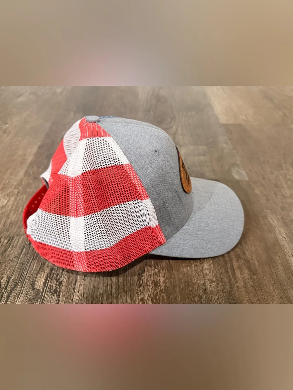 Men's Blue  Patch Trucker Hat with Red & Blue Mesh TMFG Outfitters